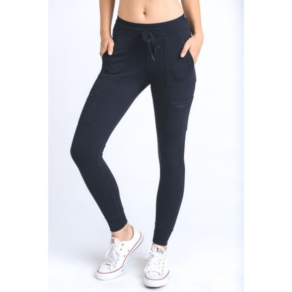 New Skinny Cargo Hybrid Full Leggings Black! - Picture 2 of 4